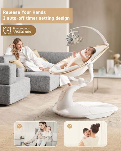 تأرجح الطفل للرضع إلى طفل صغير ، يتأرجح الطفل الكهربائي مع قاعدة متينة على شكل درع ، 180 درجة أرجوحة للرضع المحمولة مع 5 سرعات و 12 تهويدة للطفل المولود الجديد حتى 20 رطلاً ، أسود in Kuwait