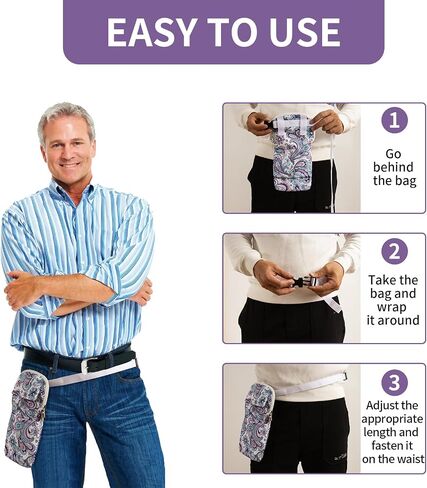 Nephrostomy Tube and Drainage Bag Cover with Adjustable Waist Strap & Catheter Pipe Cover for Nephrostomy Outer Bag Holder(Black) in Saudi Arabia