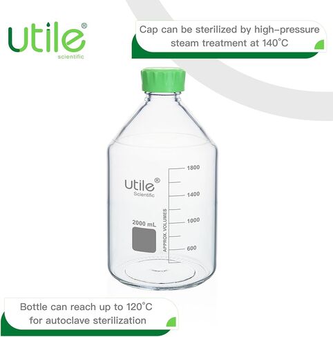 Media Bottle, 3.3 Borosilicate Glass Storage Bottles with Lids, 1000ml(33.8oz) Lab Media Bottles, PP Material Media Storage Bottle, 4038.1000.1 in Kuwait