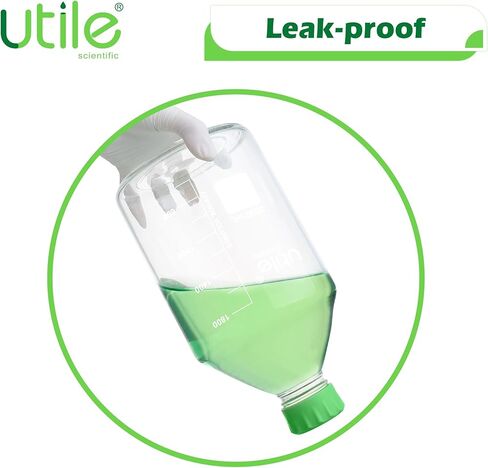 Media Bottle, 3.3 Borosilicate Glass Storage Bottles with Lids, 1000ml(33.8oz) Lab Media Bottles, PP Material Media Storage Bottle, 4038.1000.1 in Kuwait