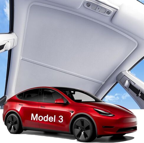 2024 Upgraded Tesla Model Y Sunshade Roof, UPF200+ Roof Sunshade with Storage Bag, No-Sag & No-Gaps Heat Insulation Foldable Top Windows Windshield Sun Shade, Tesla Model Y Accessories 2024-2020 White in Saudi Arabia