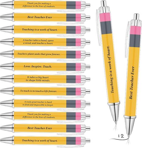 27 Pcs Back to School Teacher Appreciation Gifts Inspirational Teacher Pens Yellow Funny Teacher Ballpoint Pens for Teacher First Day of School Office Thank You Gifts in Kuwait