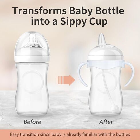 4 Pack Sippy Cup Nipples Kit for Philips Avent Natural Baby Bottle, Toddler Transition Kit with 4 Soft Straw Nipple, 2 Weighted Straw, 2 Bottle Handle, 2 Cleaning Brush in Kuwait
