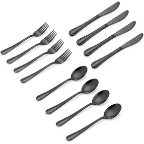LIANYU 12-Piece Kids Silverware Set, Stainless Steel Toddler Utensils Flatware Set, Child Cutlery Tableware for 4, Include knives Forks Spoons, Mirror Finished, Dishwasher Safe