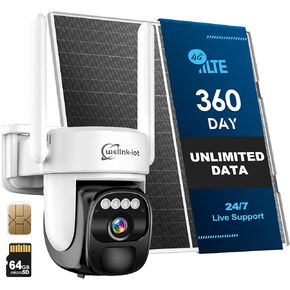 4G LTE Cellular Security Camera Wireless Outdoor مع بطاقة SIM و 64 جيجا بايت Micro SD ، لا توجد كاميرا أمان شمسية WiFi مع وصول عن بُعد وتنبيهات الحركة وصفارات الإنذار وتتبع الإنسان التلقائي والتشغيل in Kuwait