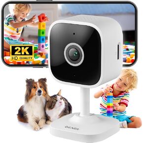 GearIT Indoor Cameras for Home Security - Camera with Clear 2K HD Video, 33 ft Night Vision, 2 Way Audio - Motion & Sound Detector Indoor Pet Camera for Dogs - Easy to Set WiFi Indoor Security Camera