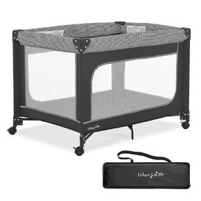 EZGo Portable Playard in Pink & Black, Compact Easy to Fold and Travel Baby Playard, Breathable Mesh Sides, Carry Bag Included