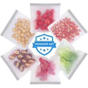 12 Pack Reusable Gallon Freezer Bags, Dishwasher Safe Reusable Ziploc Bags, BPA Free Freezer Storage Containers, Leakproof Silicone Bags for food Storage, Snack, Lunch Marinate Food, Sandwich