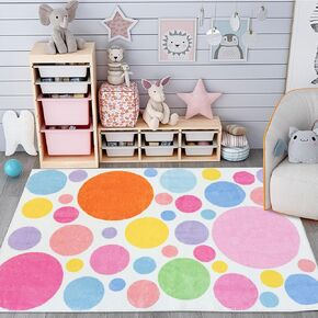 Kids Rug Carpet 4x6Ft Cake Play Mat for Girls Boys Bedroom Playroom Soft Purple Pink Yellow Nursery Mat Washable Colorful Dessert Floor Rug for Living Room Kids Room Dorm Decor