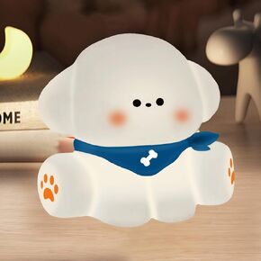 Squishy Puppy Night Light, Cute New Year Night Light as Gifts, Rechargerable Dimmable Nursery Soft Touch Bedside Baby Night Light, Portable and Wireless