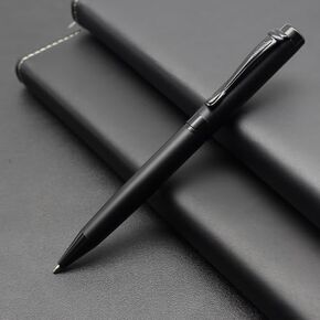 BorgesBallpoint Pen with Stain-Resistant Rollerball, Black Ink, Matte Carbon Steel Body, Office Use