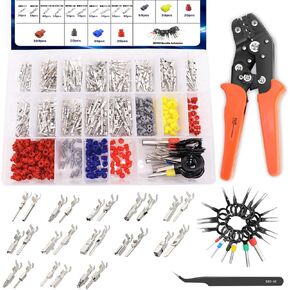 535PCS 26Type Pins Connector Kit,Car Electrical Wire Connector Pins Terminal 1/1.5/1.8/2.2/2.8/3.5mm Automotive Pin Connectors Wire Removal Non-Insulated Plug Male Female Crimp in Kuwait
