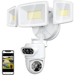 Onforu Dual Lens Security Camera Floodlight Outdoor, 4MP Smart Flood Light Surveillance Camera Wired, 360°View Auto Tracking, 5500LM Motion Detection Flood Lighting Dual Cam, Night Vision, 2-Way Audio