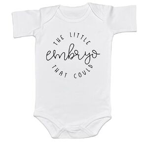 The Little Embryo That Could Announcement Bodysuit IVF Infant Onesie Cute Letter Print Baby Coming Soon Reveal Gift (0-6 Months, Letter Print-Long Sleeve Bodysuit)