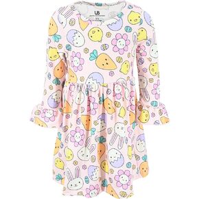 Unique Baby Girls Long Sleeve Ruffled Dresses for Toddlers and Kids in Kuwait