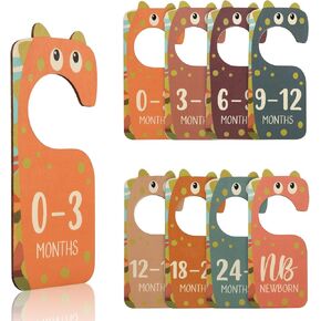 BOXOB 8pcs Baby Closet Dividers for Clothing Organizer, Double-Sided Baby Wardrobe Organizer Divider Wooden Clothes Size Classification Hanger from Newborn to 24 Months Nursery Decor Gift (Color 2)