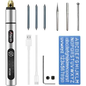 Mini Cordless Engraver Pen Rechargeable Engraving Pen Etching Tool Etcher Kit Set with | Tungsten Carbide Tip | for Metal Glass Wood Plastic