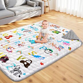 74x50 Playpen Mat for Baby Crawling: Large Baby Play Mat for Kids Infants, Toddler, Soft Non-Slip & Washable Baby Floor mat, Foldable Playmat for Indoor & Outdoor, Rainbow Pattern