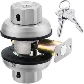 Twist to Lock Deadbolt Lock Without Any Keys with Anti-Mislock Button Front Door Lock Door Knob Set with Single Cylinder Stainless Steel casiting Promise Never Rust Night Latchenchanced Safety Silver