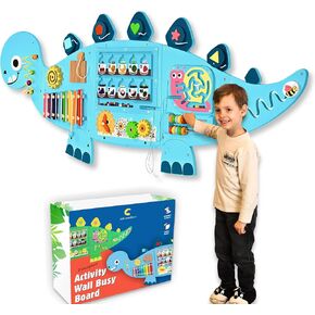 Activity Wall Busy Board, Sensory Wall Panel for Kids, 12 in 1 Learning Activity Center, Large Busy Board Wooden, Gift Idea for Kids 2-6 years, Montessori Sensory Toys, Viga Toys, AthomBear
