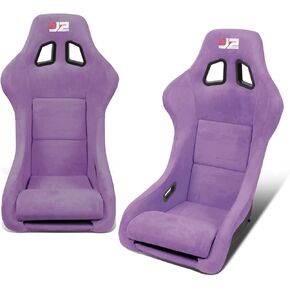 J2 Engineering J2-RS-005-LB Pair of Medium Sized Lake Blue Suede Style Fabric Injection-Molded Foam Universal Racing Seat With Adjustable Glides Side Mount Adapters 34" H X 23" W X 23" D