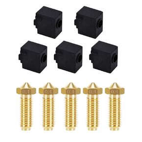 5PCS Nozzles and Silicone Socks for Kobra 2, 3D Printer Accessories 5PCS 0.4mm Brass Nozzles and 5PCS Silicone Socks for Kobra 2