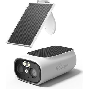 Rraycom 2K Solar Camera Outdoor Wireless, 2.4/5 Ghz WiFi Cameras for Home Security,130°-Wide View,Color Night Vision, IP65 Waterproof,2-Way Audio,Cloud/SD, Support Alexa (1)