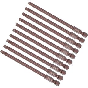 Magnetic Torx Screwdriver Bit, T25 4" Length 1/4" Hex Shank, S2 Steel Star 6 Point Drill Driver Tamper Proof - (Applications: for Auto Repair), 10-Pieces