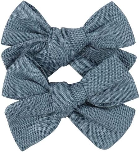 3.2'' Girls White Linen Hair Bows Clips - Alligator Clips Hair Accessories for Little Girls, Toddlers, Kids, and Teens in Kuwait