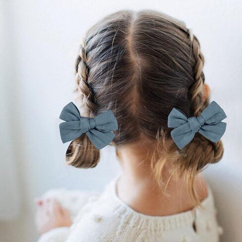 3.2'' Girls White Linen Hair Bows Clips - Alligator Clips Hair Accessories for Little Girls, Toddlers, Kids, and Teens in Kuwait