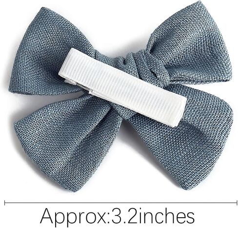 3.2'' Girls White Linen Hair Bows Clips - Alligator Clips Hair Accessories for Little Girls, Toddlers, Kids, and Teens in Kuwait