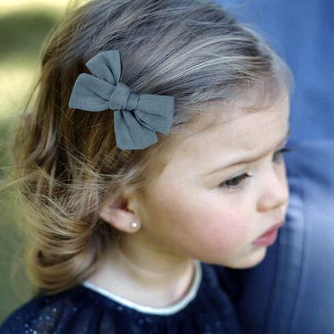 3.2'' Girls White Linen Hair Bows Clips - Alligator Clips Hair Accessories for Little Girls, Toddlers, Kids, and Teens in Kuwait
