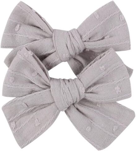 3.2'' Girls White Linen Hair Bows Clips - Alligator Clips Hair Accessories for Little Girls, Toddlers, Kids, and Teens in Kuwait