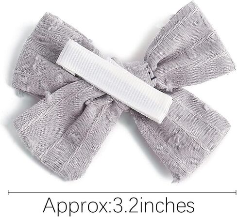 3.2'' Girls White Linen Hair Bows Clips - Alligator Clips Hair Accessories for Little Girls, Toddlers, Kids, and Teens in Kuwait