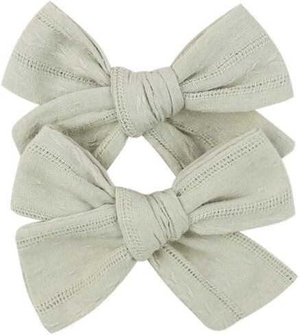 3.2'' Girls White Linen Hair Bows Clips - Alligator Clips Hair Accessories for Little Girls, Toddlers, Kids, and Teens in Kuwait