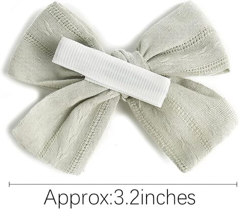 3.2'' Girls White Linen Hair Bows Clips - Alligator Clips Hair Accessories for Little Girls, Toddlers, Kids, and Teens in Kuwait