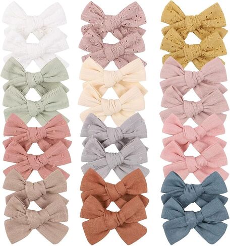 3.2'' Girls White Linen Hair Bows Clips - Alligator Clips Hair Accessories for Little Girls, Toddlers, Kids, and Teens in Kuwait