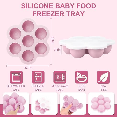 WAJIAYON Baby Food Storage Container, Silicone Baby Food Freezer Tray with Lid,Silicone Baby Fruit Food Feeder Teether Tray, Baby Food Storage Container Ice Cube Tray Maker for Homemade Baby Food-Blue in Kuwait