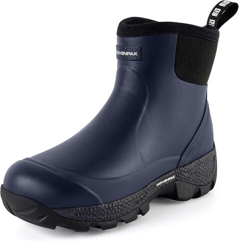 WOVENPAK Men's Rain Boots, Ankle Height Rubber Garden Shoes, Neoprene Mud Boots, Waterproof Insulated Work Booties for Gardening, Hunting, Farming, Camping and Yard in Saudi Arabia