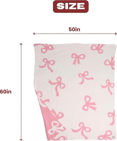 Bow Blanket Pink Bows Soft Throw Blanket Reversible Premium Cozy Fabric for Best Comfort - for Infant,Toddler,Newborn,Nursery,Girl,Throw,Crib,Stroller,Gift, Pink Bows (Pink Bows, 30x40 in) in Kuwait