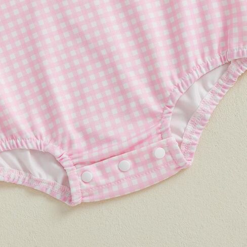 BeQeuewll Summer Baby Clothes Newborn Boy Girl Smocked Bubble Romper Plaid Overall Infant Jumpsuit One Piece Outfit in Kuwait
