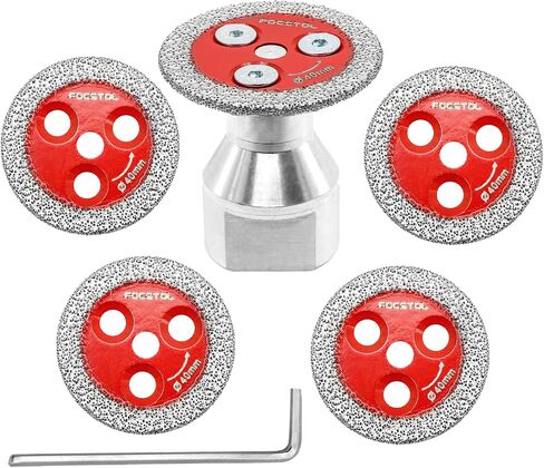 Mini Diamond Engraving Saw Blade - FOCSTOL 5pcs 1-3/16 Inch(30mm) Cutting Disc and 1pc 1/4 Inch(6mm) Round Shank for Marble Granite Artificial Stone Porcelain Tile Ceramic in Kuwait