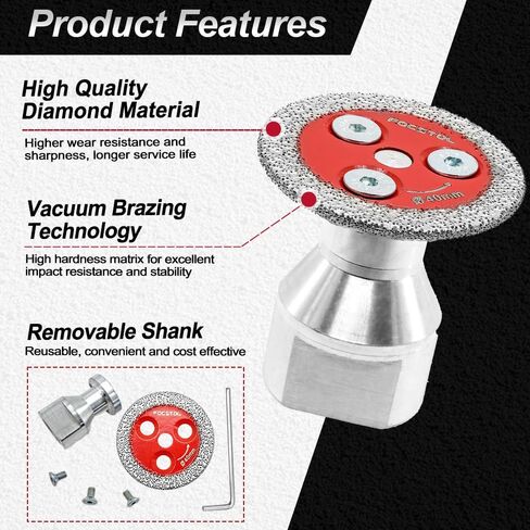 Mini Diamond Engraving Saw Blade - FOCSTOL 5pcs 1-3/16 Inch(30mm) Cutting Disc and 1pc 1/4 Inch(6mm) Round Shank for Marble Granite Artificial Stone Porcelain Tile Ceramic in Kuwait