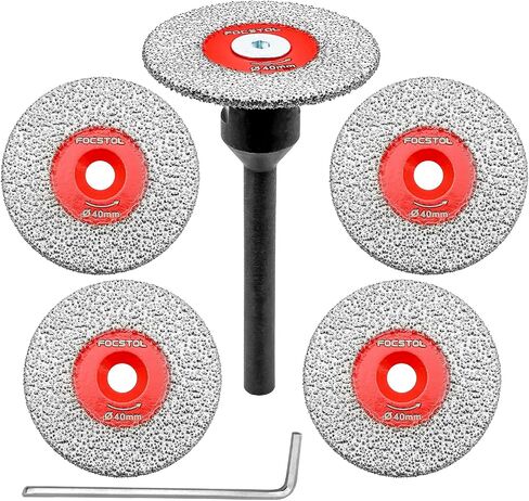 Mini Diamond Engraving Saw Blade - FOCSTOL 5pcs 1-3/16 Inch(30mm) Cutting Disc and 1pc 1/4 Inch(6mm) Round Shank for Marble Granite Artificial Stone Porcelain Tile Ceramic in Kuwait