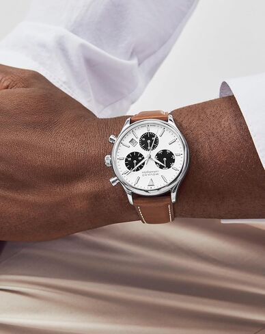 ساعة موفادو هيريتاج سيريز كاليندوبلان للرجال - حركة كرونوغراف كوارتز سويسرية، حزام من جلد العجل - مقاومة للماء حتى 3 ATM - ساعة رياضية فاخرة للرجال - 43 ملم in Kuwait