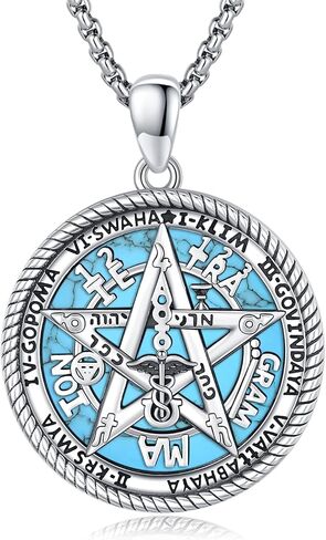 Tetragrammaton Necklace 925 Sterling Silver Pentagram Necklace for Men Women Amulet Energy Pendant Amulet Jewelry Gifts in Saudi Arabia