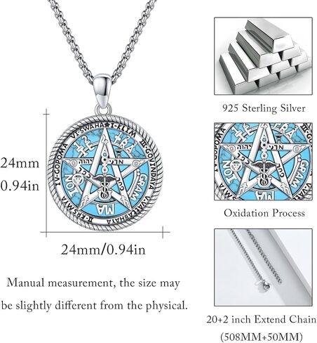 Tetragrammaton Necklace 925 Sterling Silver Pentagram Necklace for Men Women Amulet Energy Pendant Amulet Jewelry Gifts in Saudi Arabia