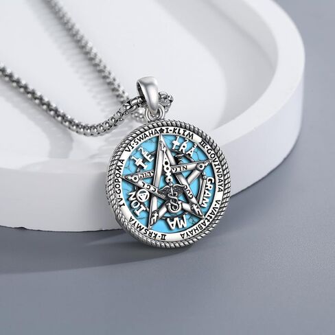 Tetragrammaton Necklace 925 Sterling Silver Pentagram Necklace for Men Women Amulet Energy Pendant Amulet Jewelry Gifts in Saudi Arabia