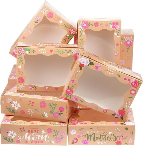 24Pcs Happy Mother's Day Cookie Boxes with Window, Mothers Day Cookie Gift Cardboard Paper Treat Boxes Cookie Goody Container for Mothers Day Best Mom Birthday Party Supplies in Kuwait