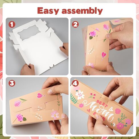24Pcs Happy Mother's Day Cookie Boxes with Window, Mothers Day Cookie Gift Cardboard Paper Treat Boxes Cookie Goody Container for Mothers Day Best Mom Birthday Party Supplies in Kuwait